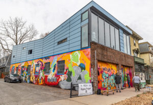 Grafitti, joy, dialogue, inclusion, mural on commercial building, providence, the avenue concept, joy, dialogue, inclusion